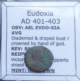 #i589# Roman Bronze coin issued by Eudoxia from 395-401 AD