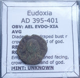#i587# Roman Bronze coin issued by Eudoxia from 395-401 AD