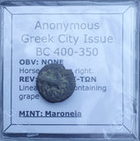 #L981# Anonymous Greek City Issue Bronze Coin of Maroneia from 400-350 BC