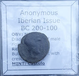 #N727# Anonymous Iberian Greek City Issue Bronze Coin of Castulo from 200-100 BC