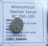 #J940# Anonymous Iberian Greek City Issue Bronze Coin of Castulo from 200-100 BC