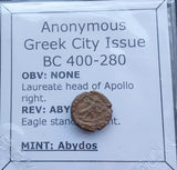 #o636# Anonymous Greek City Issue Bronze coin of Abydos from 400-280 BC