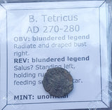 #o243# Roman barbarous issue coin of Tetricus from 270-280 AD