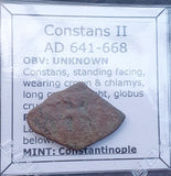 #L164# Byzantine Follis coin of Constans II from 641-668 AD (Constantinople)