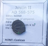 #i192# Byzantine pentanummium coin of Justin II from 565-578 AD