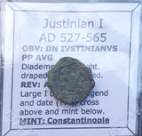 #k942# Byzantine Decanummium coin of Justinian I from 527-565 AD