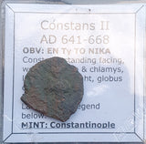 #h275# Byzantine Follis coin of Constans II from 641-668 AD (Constantinople)