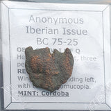 #P136# Anonymous Iberian Greek City Issue Bronze Coin of Cordoba from 75-25 BC