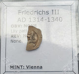 #L399# Bohemian silver 1 pfennig coin of Friedrichs III from 1314-1340 AD