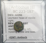 #f716# Greek bronze coin from Seleucid King Antiochus III, 222-187 BC