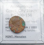 #N907# Anonymous Greek City Issue Bronze Coin of Menaion from 200-150 BC