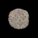 #N304# French copper double tournois coin of Louis XIII from 1636 AD