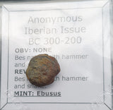 #N971# Anonymous Iberian Greek City Issue Bronze Coin of Ebusus (Ibiza) from 300-200 BC