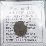 #L392# Hungarian copper denar coin of King Ferdinand II from 1630-1638 AD