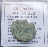 #j927# Rare Roman Bronze coin issued by Decentius from 350-353 AD