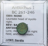 #j765# Greek Seleucid Bronze Coin of Antiochus II from 261-246 BC