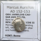 #j221# Roman silver denarius coin of Marcus Aurelius from 152-153 AD
