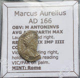 #g813# Roman silver denarius coin of Marcus Aurelius from 166 AD