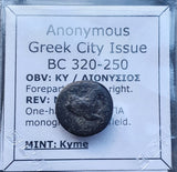 #h920# Anonymous Greek City Issue Bronze Coin of Kyme 350-250 BC