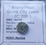 #h491# Anonymous Greek City Issue Bronze Coin of Myrina from 200-1 BC