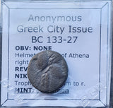 #h419# Anonymous Greek City Issue Bronze Coin of Pergamon from 133-27 BC