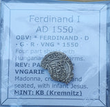 #p510# Hungarian silver denar coin of Ferdinand I from 1550 AD
