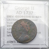 #q403# British 1 Farthing coin of George II from 1737 AD