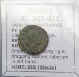 #q346# Roman bronze coin issued by Gratian from 367-375 AD