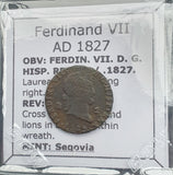 #q337# Spanish Medieval 2 maravedis coin of Ferdinand VII from 1829 AD