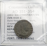 #q062# Roman bronze coin issued by Constantius Gallus from 351-354 AD