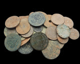 Lot of 100 uncleaned Modern Spanish coins 1850-1950 AD (metal detector finds)