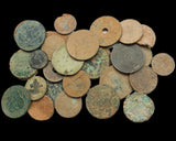 Lot of 100 uncleaned Modern Spanish coins 1850-1950 AD (metal detector finds)