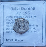 #k598# Roman silver denarius coin of Julia Domna from 195 AD
