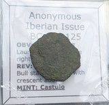 #q273# Anonymous Iberian Greek City Issue Bronze Coin of Castulo from 175-125 BC