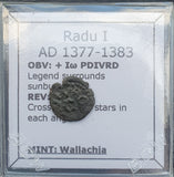 #q308# Medieval 	Wallachia copper coin of Radu I from 1377-1383 AD