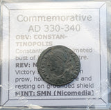 #p582# Commemorative Roman Bronze coin issued by Constantine I from 330-340 AD