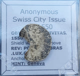#q401# Swiss Anonymous silver coin issued in Geneva in 1550 AD