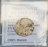 #o013# Bavarian silver 3 Kreuzer coin of Maximilian II from 1715-1726 AD