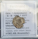 #p513# Hungarian silver denar coin of Ferdinand I from 1528-1559 AD