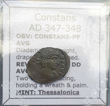 #q399# Roman Bronze coin issued by Constans from 347-348 AD
