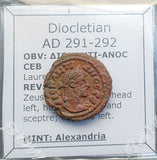 #p251# Roman Ae Tetradrachm coin of Diocletian from 291-292 AD (Alexandria)