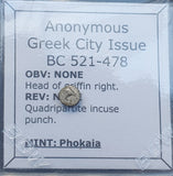 #M616# Anonymous Greek silver Tetartemorion coin of Phokaia, 521-478 BC