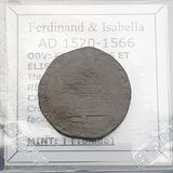 #k140# Spanish 2 Maravedis coin of Ferdinand V from 1520-1566 AD