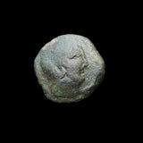 #q518# Anonymous Iberian Greek City Issue Bronze Coin of Iniesta from 120-20 BC
