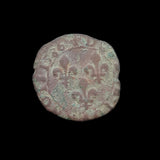 #N304# French copper double tournois coin of Louis XIII from 1636 AD