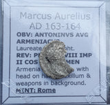 #q500# Roman silver denarius coin of Marcus Aurelius from 163-164 AD