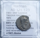 #q502# Roman silver fouree denarius coin of Hadrian from 121-123 AD