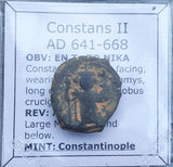 #h454# Byzantine Follis coin of Constans II from 641-668 AD (Constantinople)