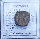 #h242# Byzantine Follis coin of Constans II from 641-668 AD (Constantinople)