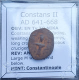 #h460# Byzantine Follis coin of Constans II from 641-668 AD (Constantinople)
